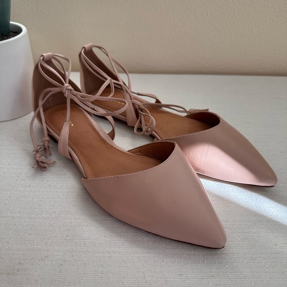 Halogen Shoes - New Halogen Blush Leather Pointed Wrap Around Ankle Tassels Flats Women’s 10M